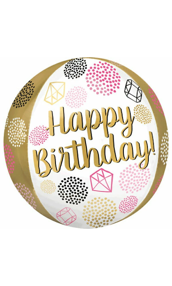Happy Birthday Gems Balloon orbz - 15" x 16"