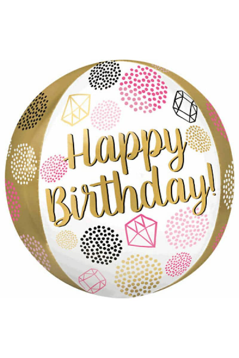 Happy Birthday Gems Balloon orbz - 15" x 16"
