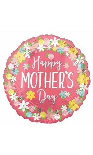 Floral Wreath Happy Mother’s Day Round - 17'' (43cm)