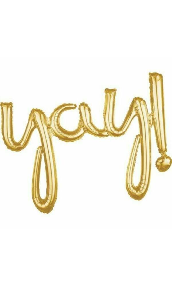 Gold Phrase ”Yay” Foil Balloon – 35″ x 25″
