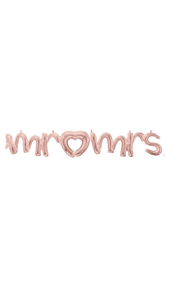 Rose Gold Phrase ”Mr & Mrs” Foil Balloon - 59" x 10"