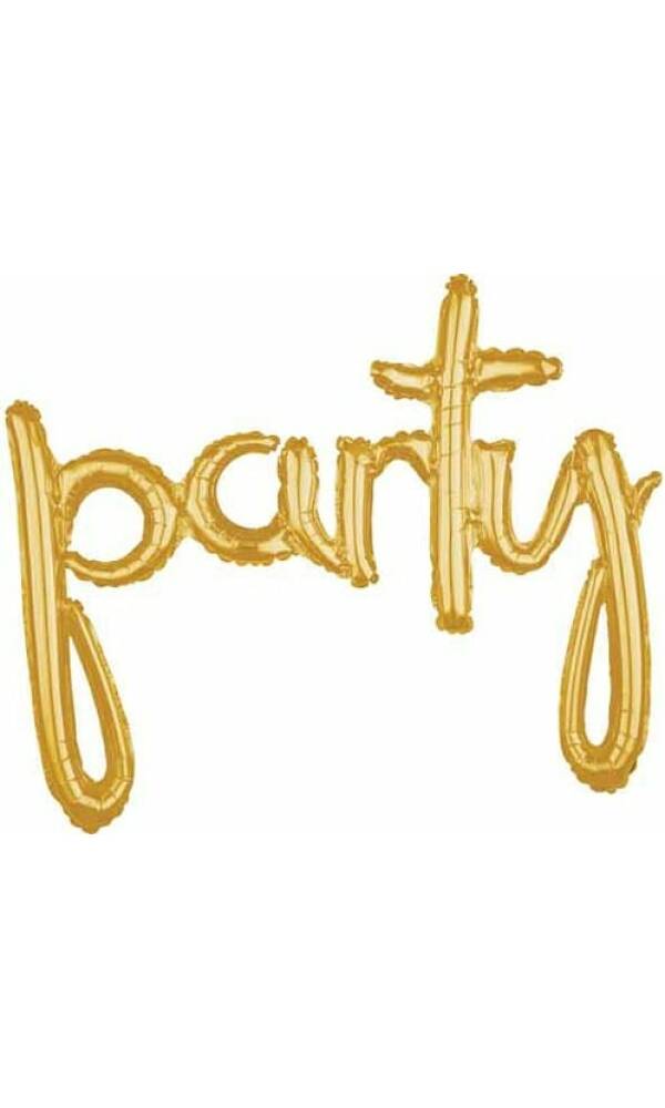 Gold Phrase ''Party'' Foil Balloon – 39″ x 31″