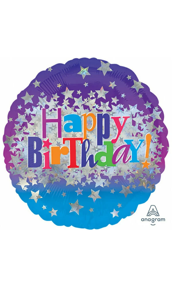 Happy Birthday Bright Stars Foil Balloon - 43cm