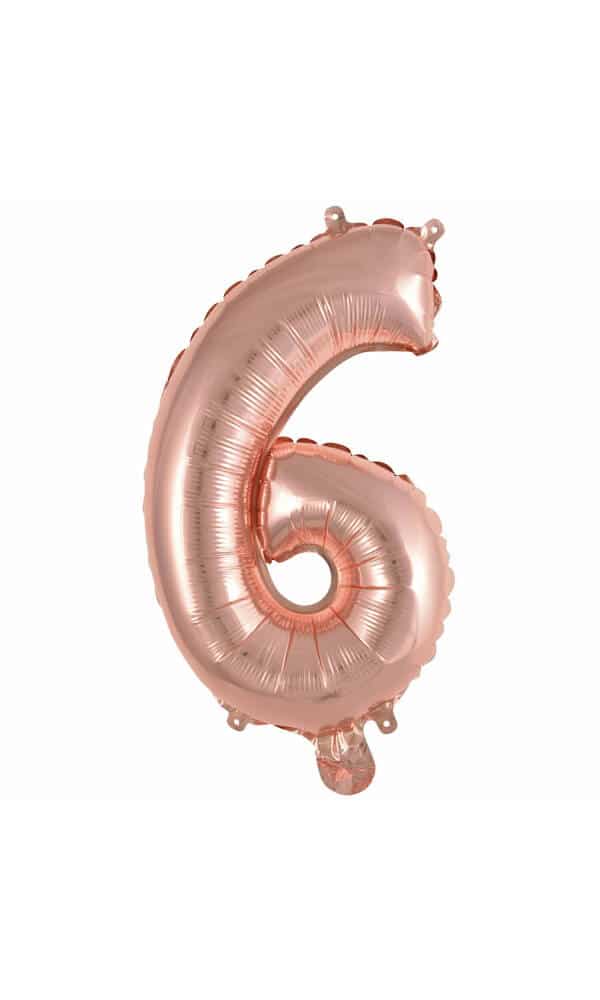 Mini Number 6 Rose Gold Foil Balloon - 35cm