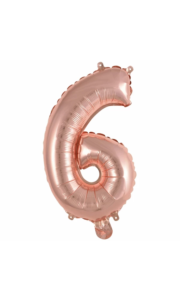 Mini Number 6 Rose Gold Foil Balloon - 35cm
