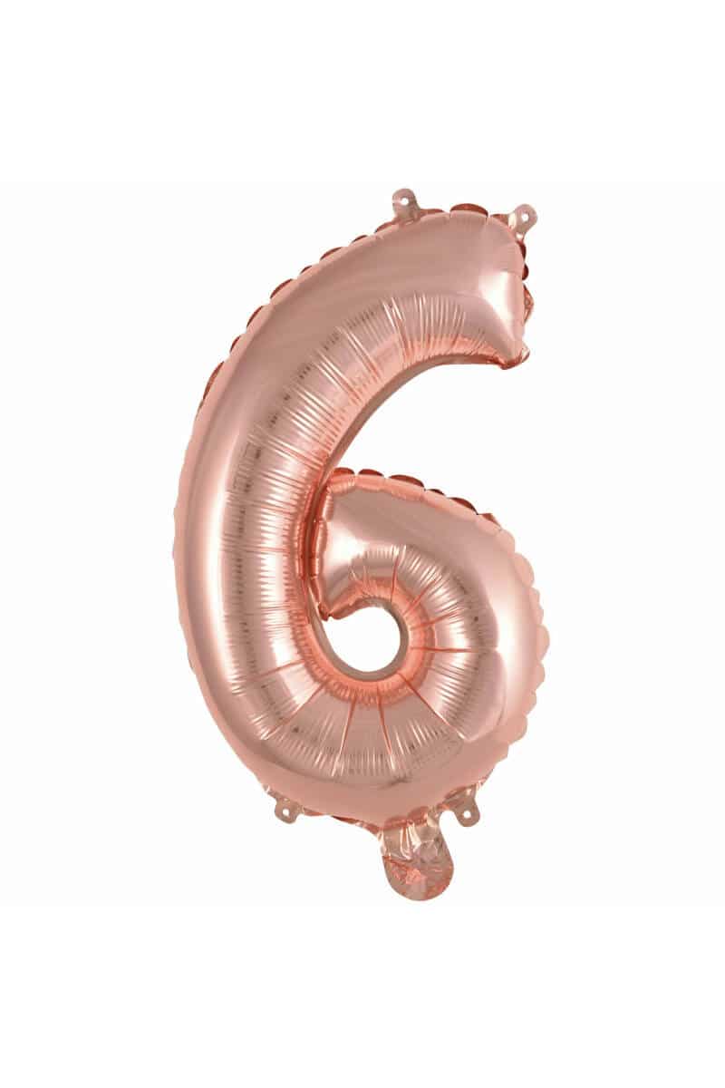 Mini Number 6 Rose Gold Foil Balloon - 35cm