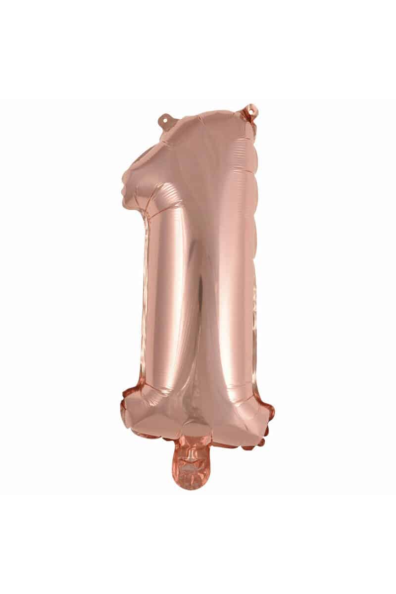 Mini Number 1 Rose Gold Foil Balloon - 35cm