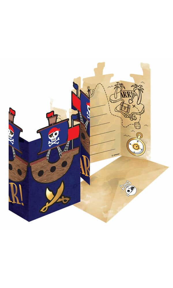 Pirates Map Invitations & Envelopes - 8pk