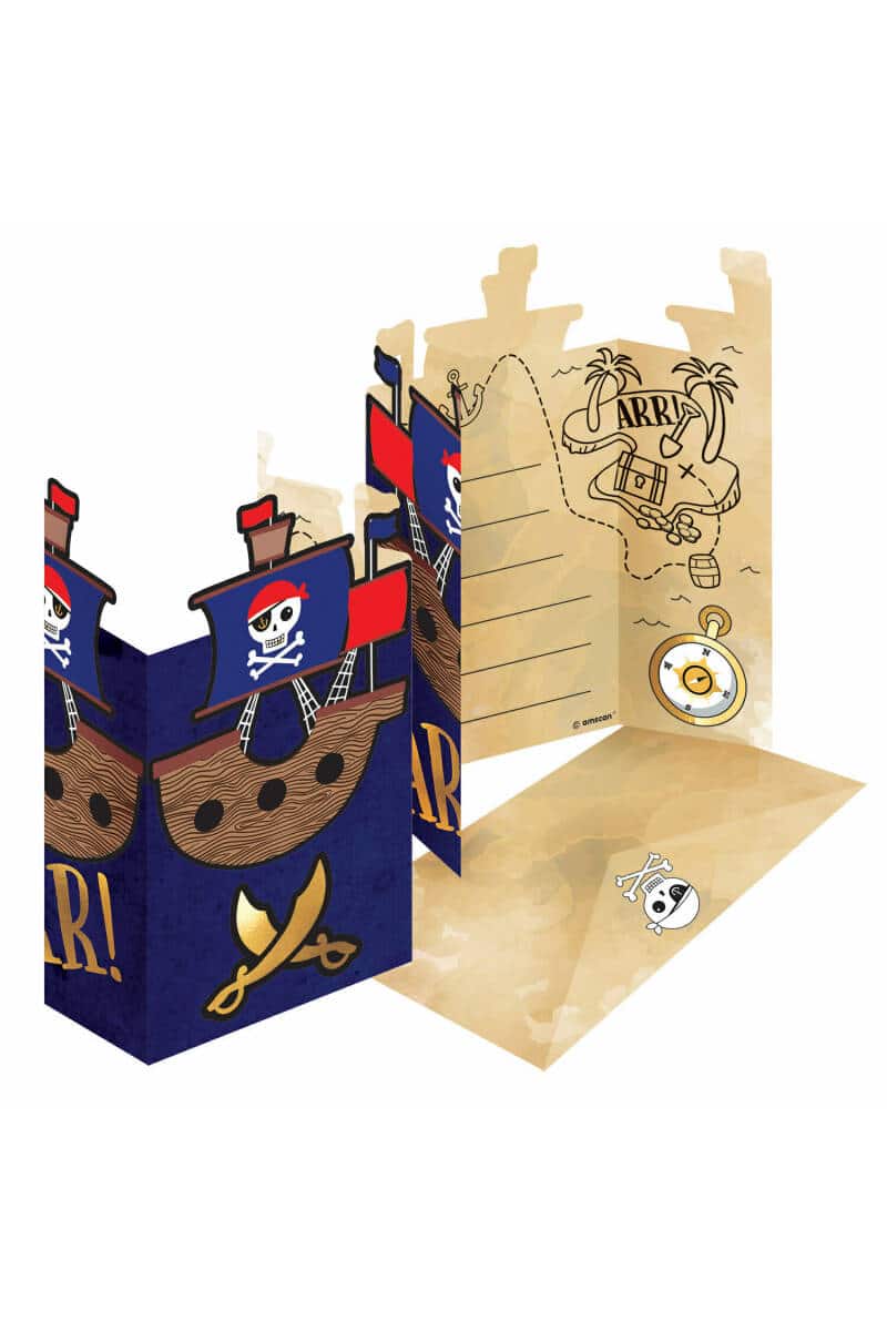 Pirates Map Invitations & Envelopes - 8pk