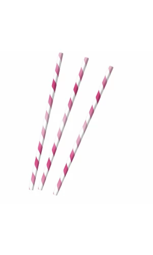 Hot Pink Paper Straws 19.7cm - 12pk