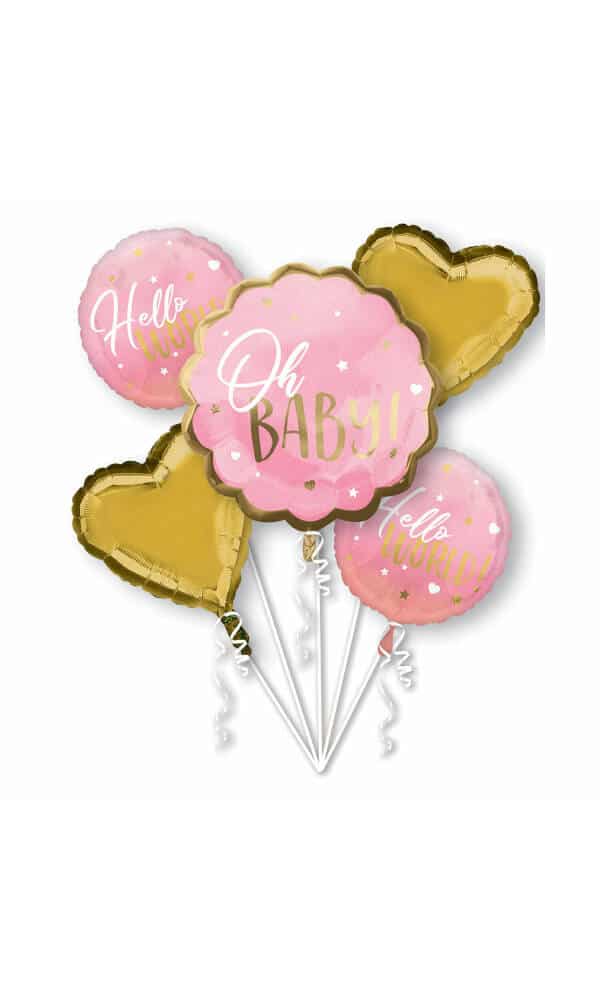Oh Baby Girl Fol Balloon Bouquet - 5pk