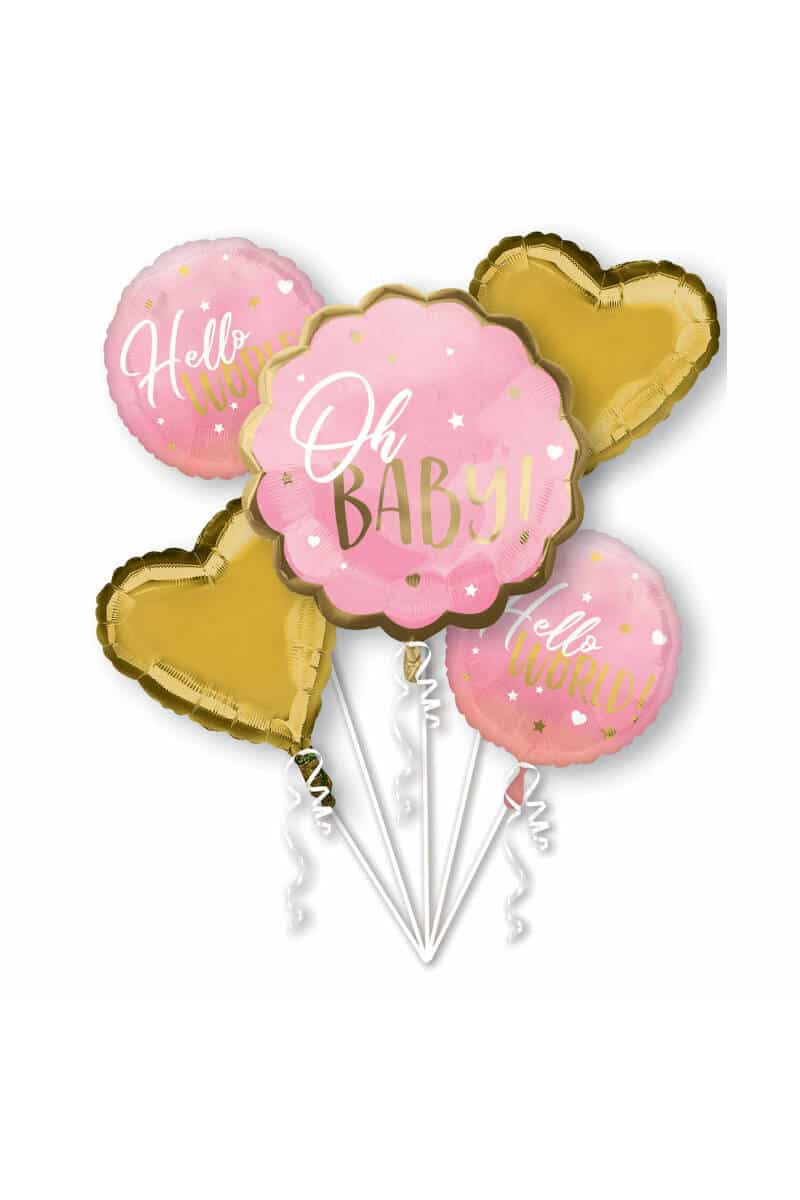 Oh Baby Girl Fol Balloon Bouquet - 5pk