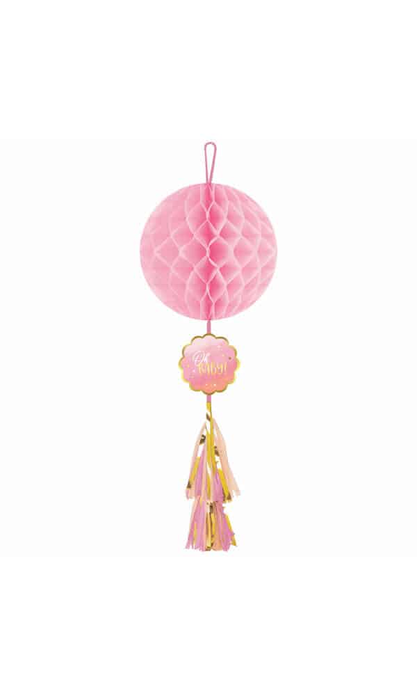 Oh Baby Girl Honeycomb Decoration with Tassel - 74.9cm