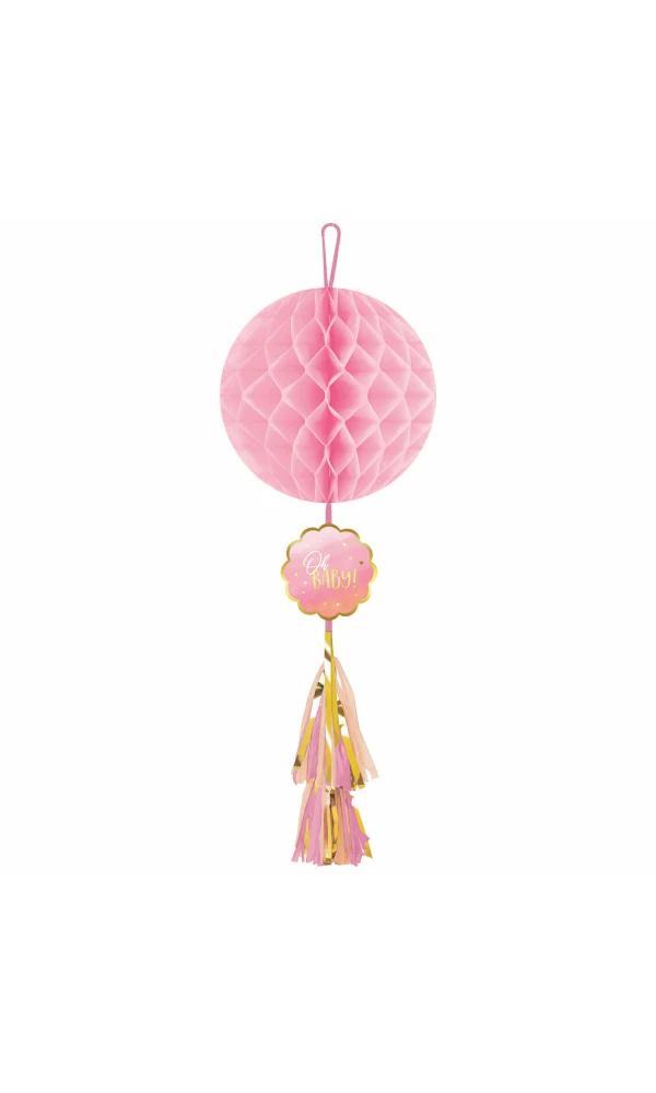 Oh Baby Girl Honeycomb Decoration with Tassel - 74.9cm