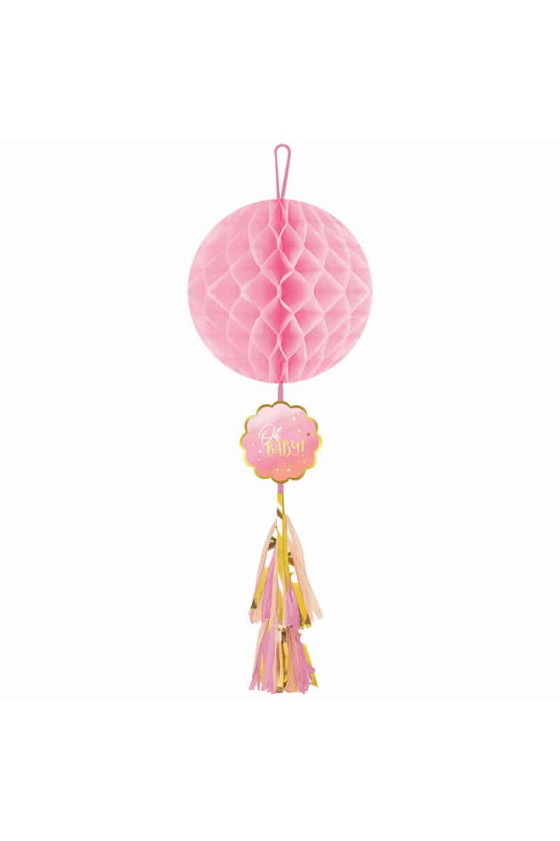 Oh Baby Girl Honeycomb Decoration with Tassel - 74.9cm