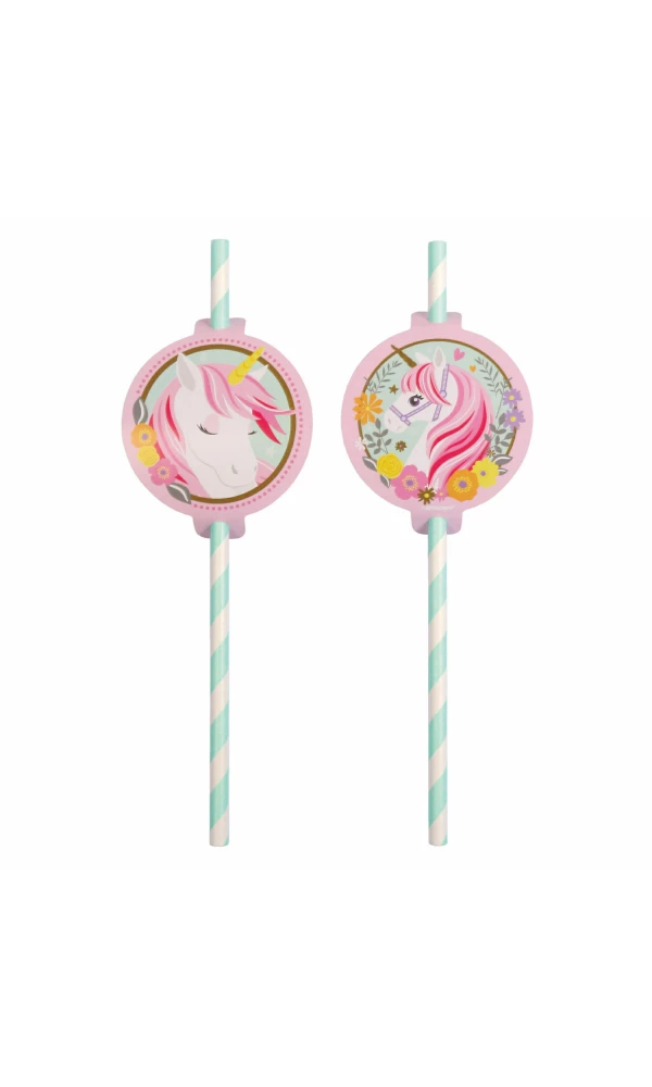 Magical Unicorn Paper Straws 19,7cm - 8pk