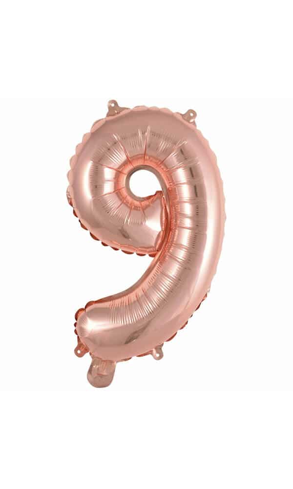 Mini Number 9 Rose Gold Foil Balloon - 35cm