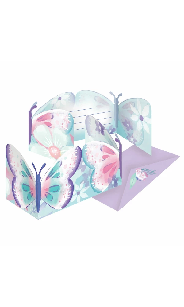 Flutter Paper Invitations & Envelopes - 8pk
