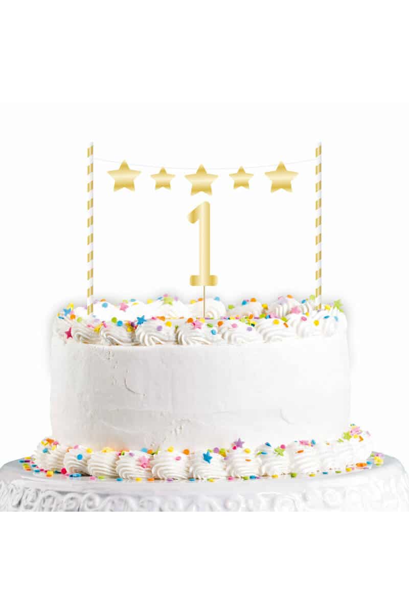 1st Birthday Gold Cake Decoration Kit - 19cm