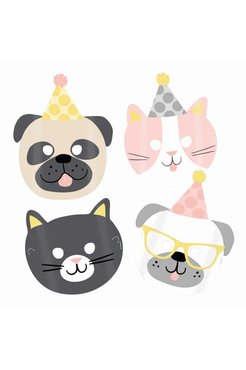 Hello Pets Party Masks 16.7 x 23.2cm - 8pk