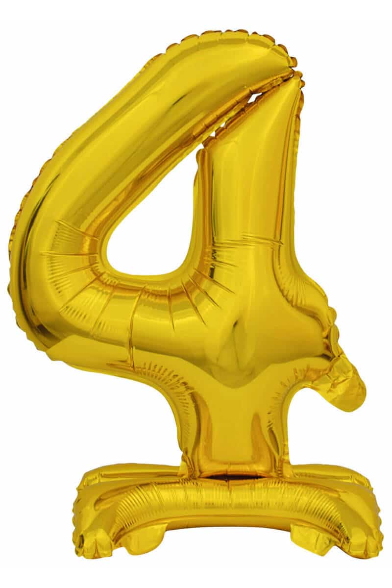 Mini Number 4 with Stand Gold Foil Balloon - 38cm