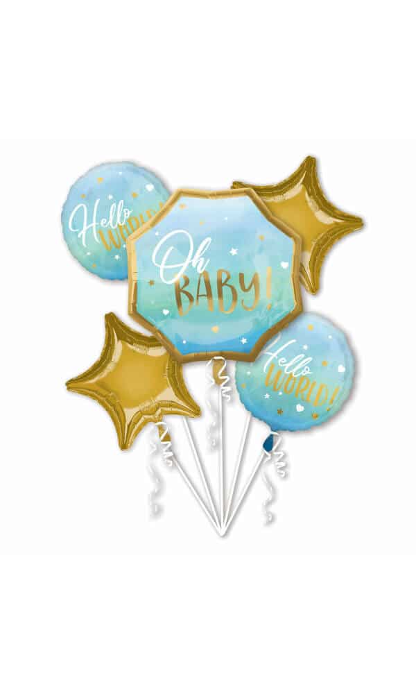 Oh Baby Boy Foil Balloon Bouquet - 5pk