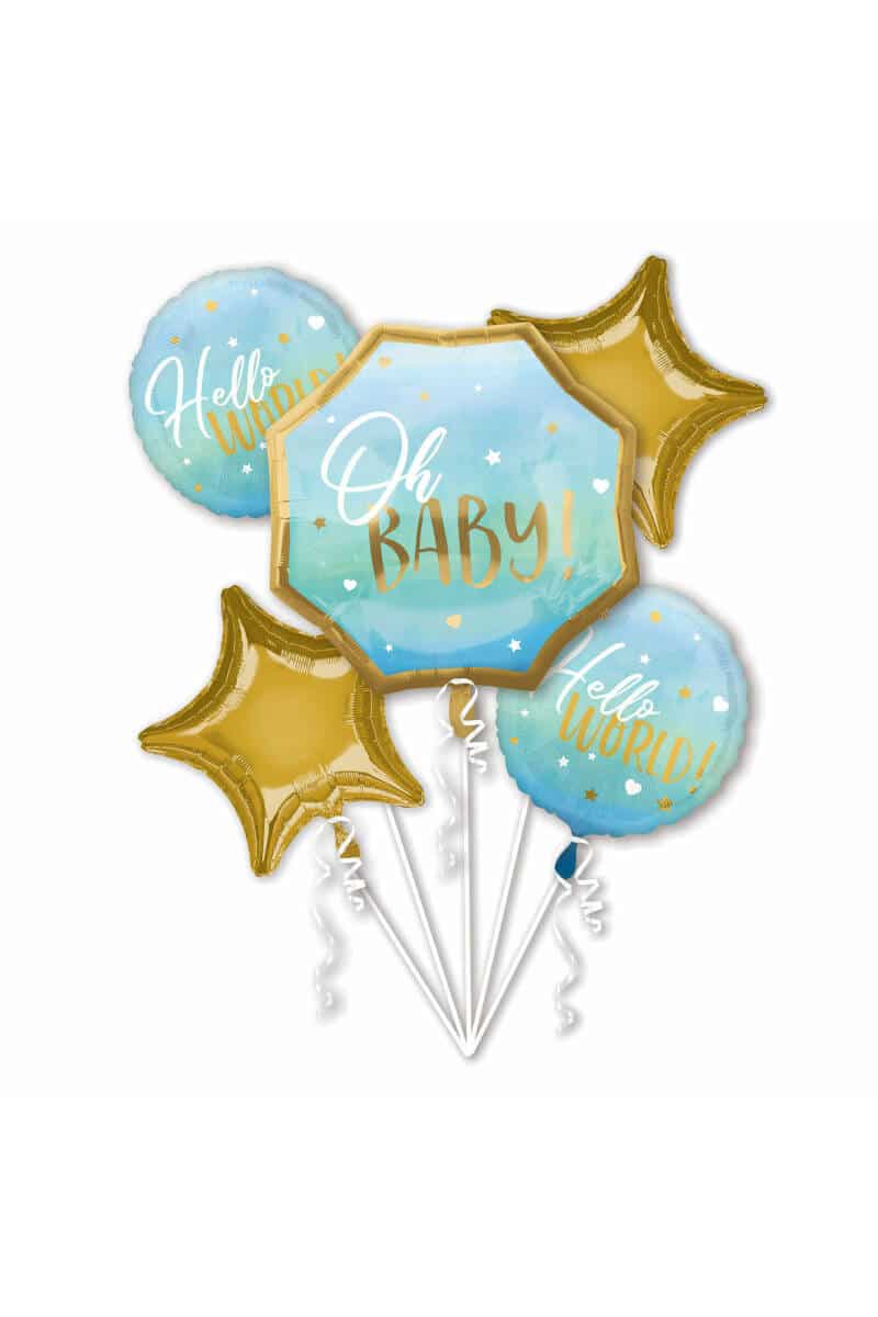 Oh Baby Boy Foil Balloon Bouquet - 5pk