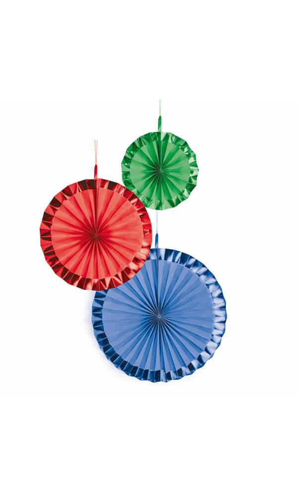Fan Decorations Bright Rainbow Paper 18 cm / 30 cm / 38 cm – 3pk