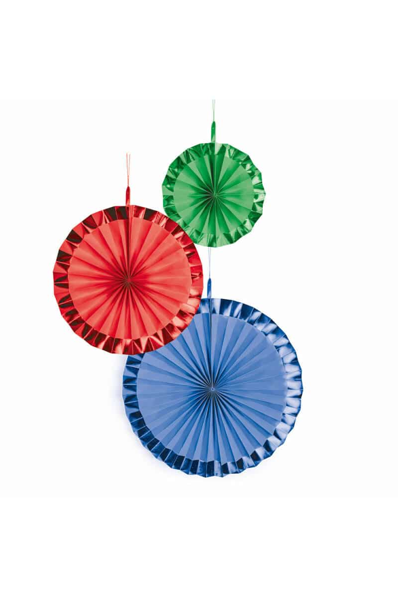 Fan Decorations Bright Rainbow Paper 18 cm / 30 cm / 38 cm – 3pk