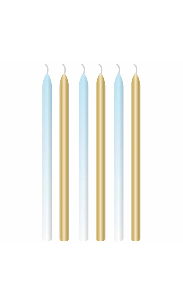1st Birthday Blue Ombre Candles 12cm - 6pk