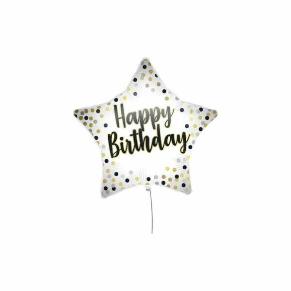 Happy Birthday Star Foil Balloon - 18'' (46cm)