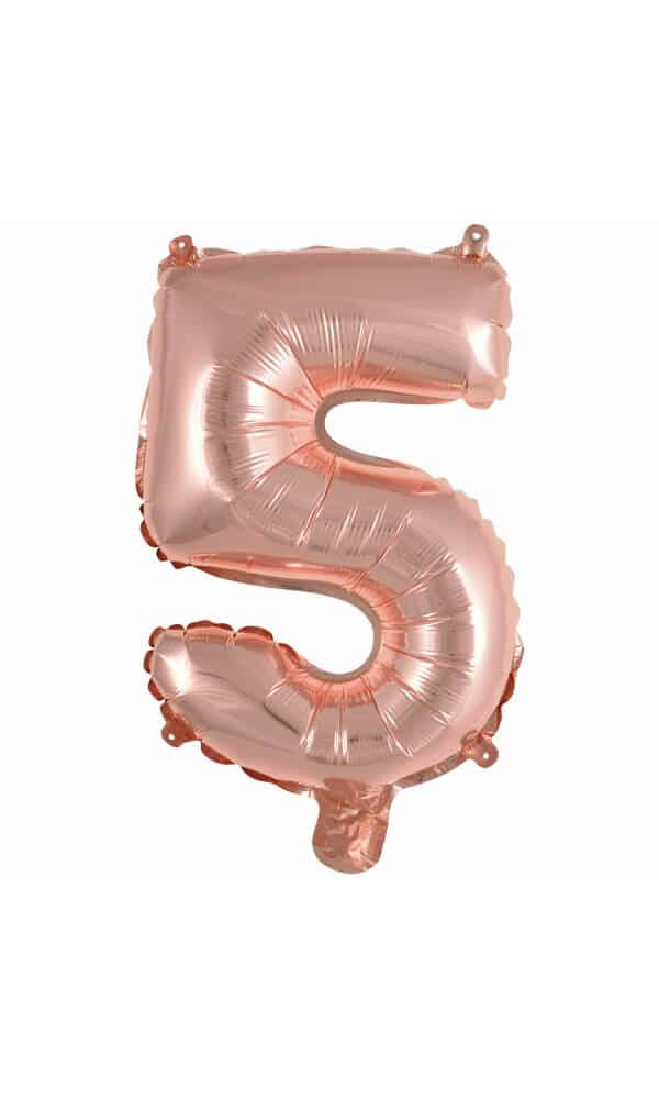 Mini Number 5 Rose Gold Foil Balloon - 35cm