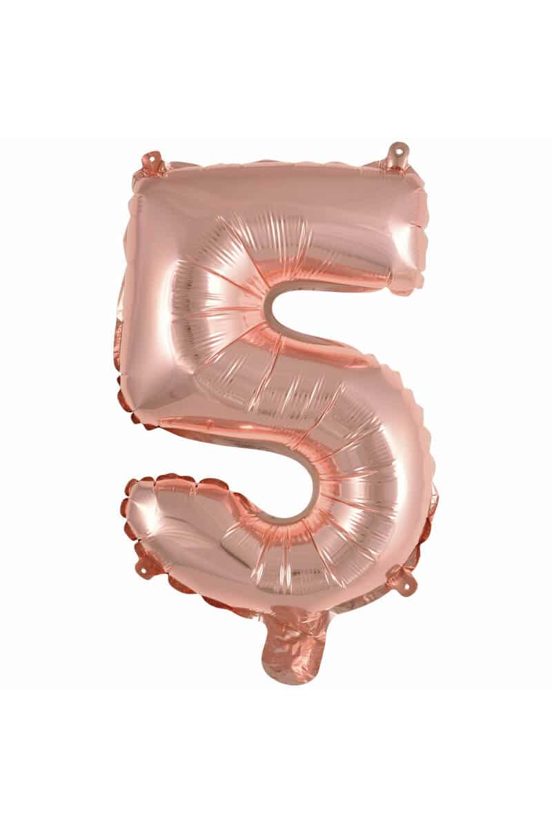 Mini Number 5 Rose Gold Foil Balloon - 35cm
