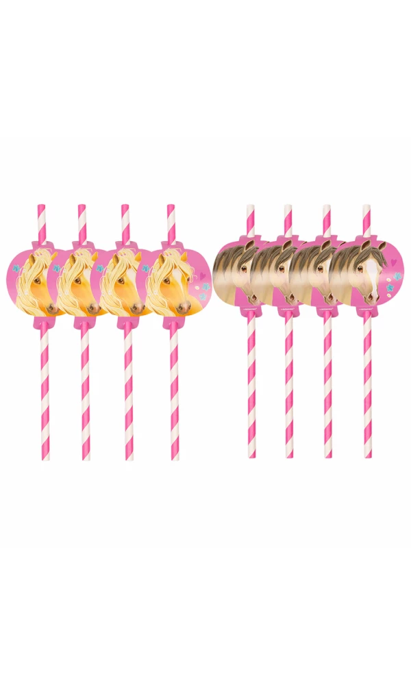 Pretty Pony Paper Straws with Cutouts - 8pk