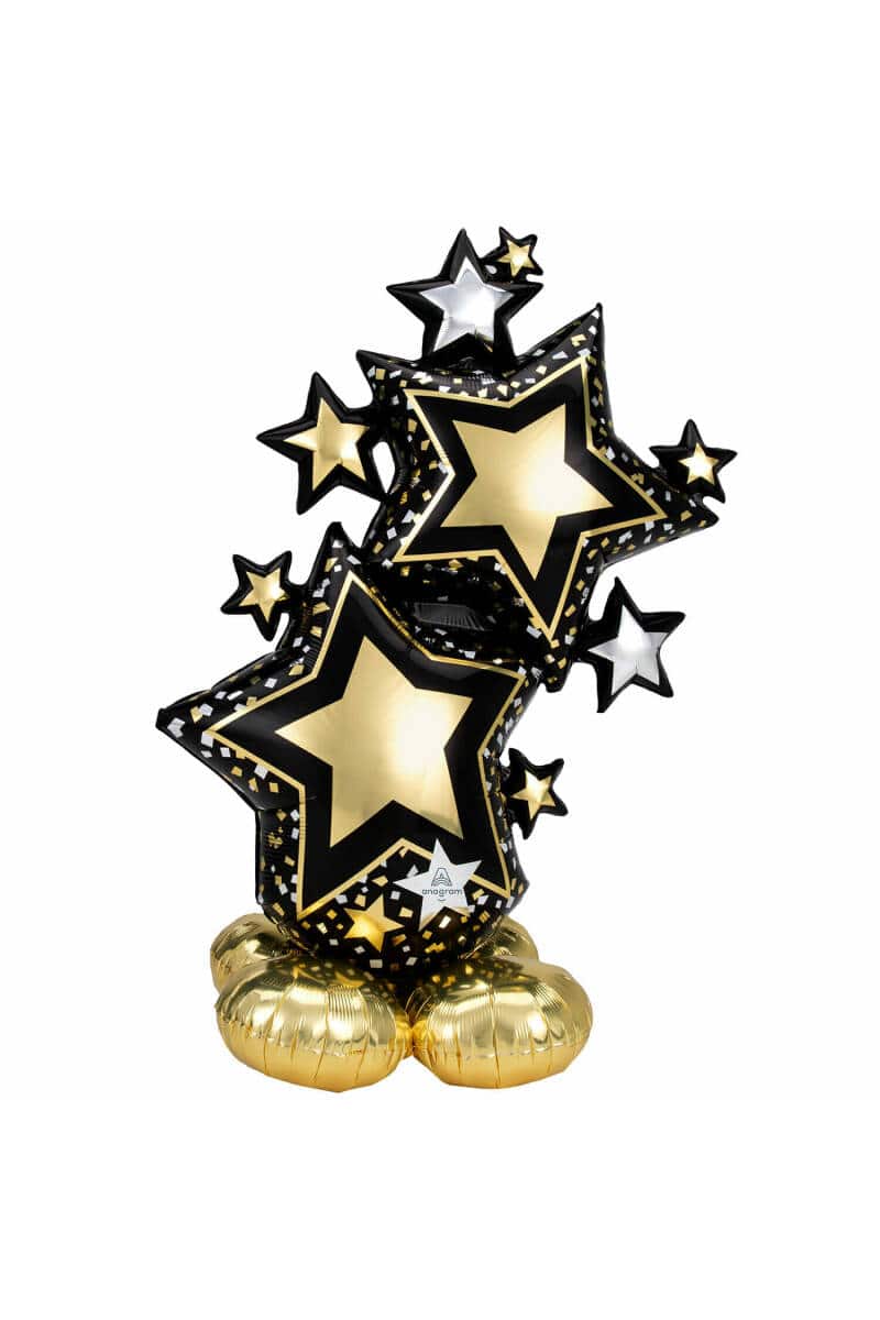 AirLoonz Black & Gold Hollywood Star - 149cm (Air Fill Only)
