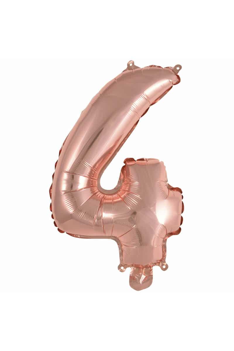 Mini Number 4 Rose Gold Foil Balloon - 35cm