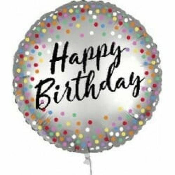 Happy Birthday Dual Faced Round Foil Balloon - 18'' (46cm)