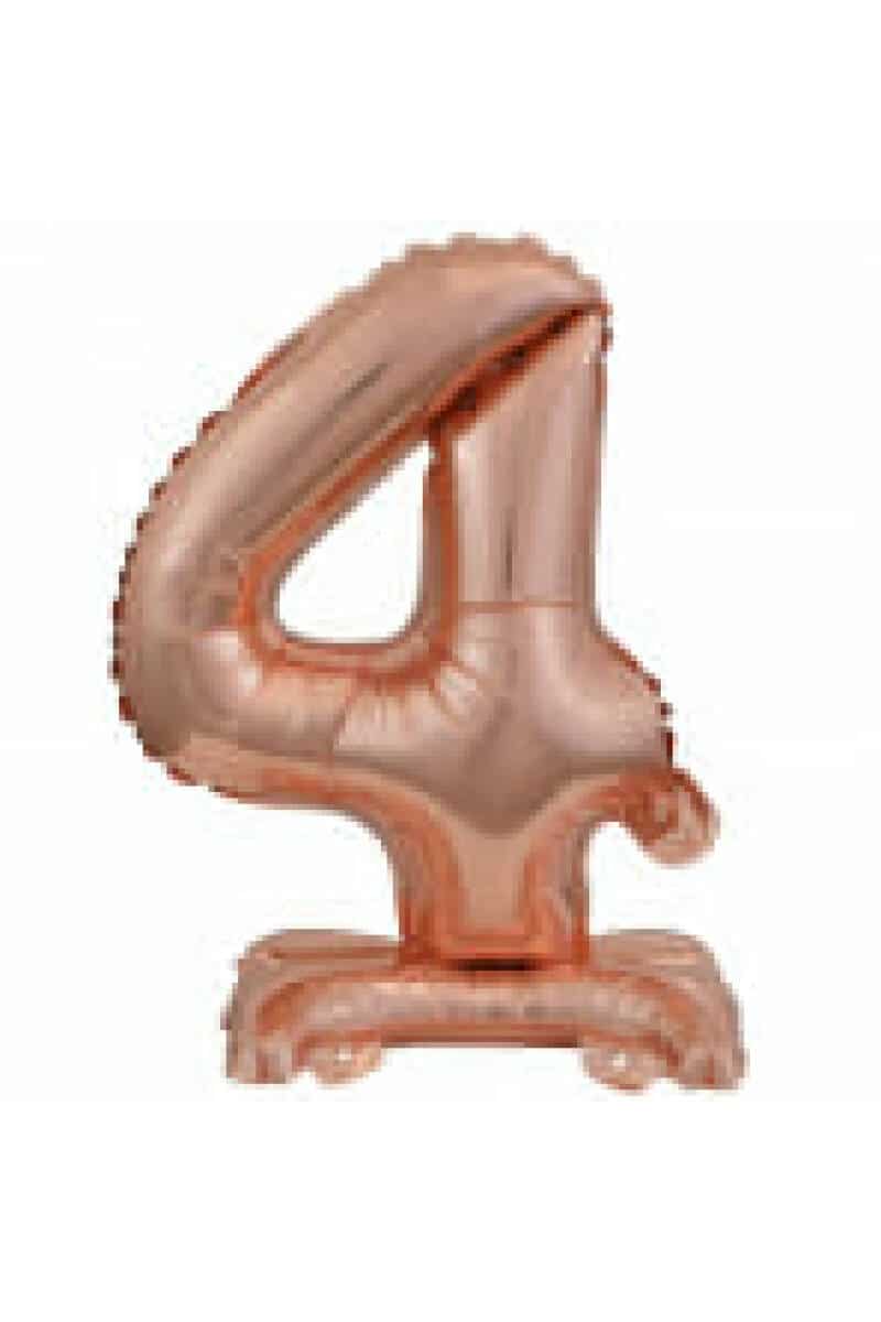 Mini Number 4 with Stand Rose Gold Foil Balloon - 38cm