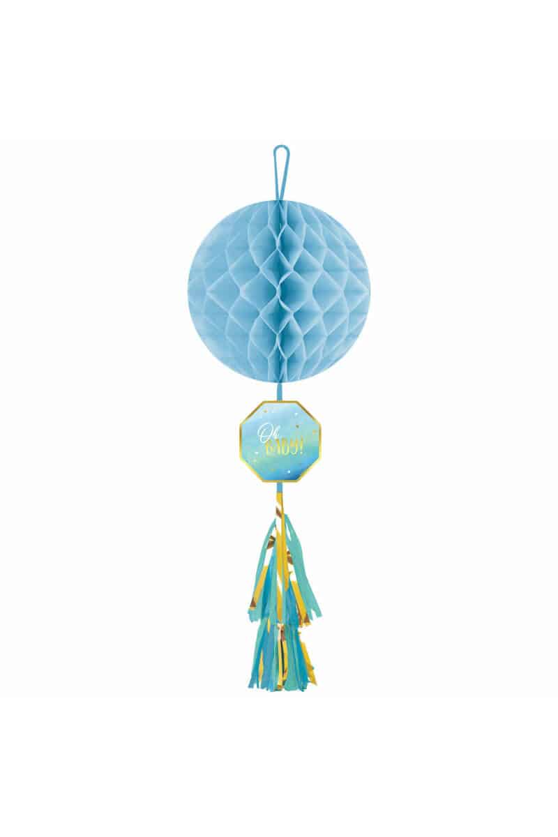 Oh Baby Boy Honeycomb Decoration with Tassel - 74.9cm