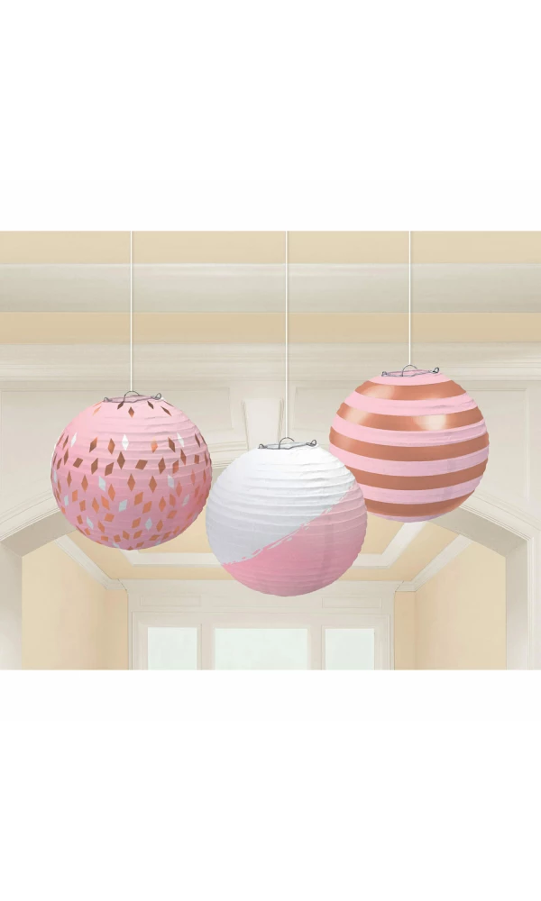 Rose Gold Blush Lanterns 24.1cm - 3pk