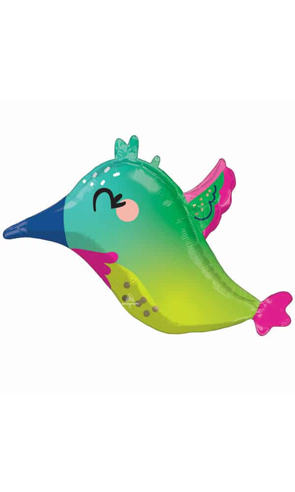 Junior Shape Colorful Hummingbird Foil Balloon - 63cm x 40cm