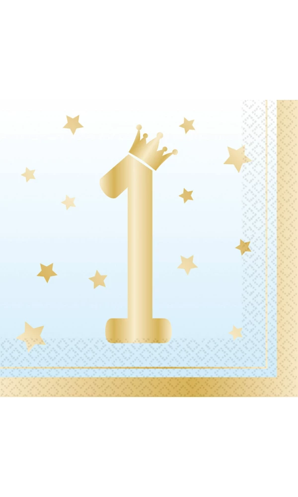1st Birthday Blue Ombre Napkins 33 x 33cm - 16pk