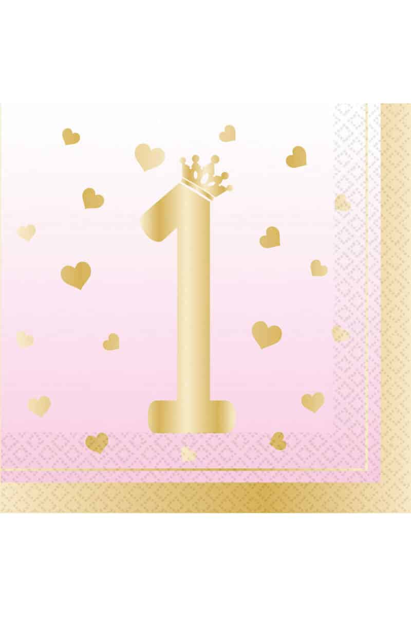 1st Birthday Pink Ombre Napkins 33 x 33cm - 16pk