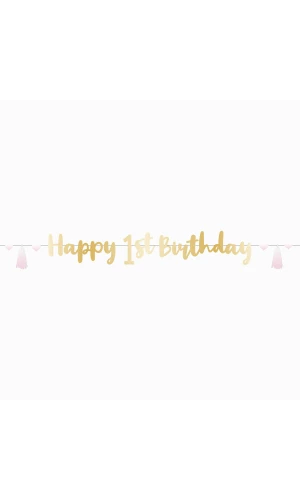 1st Birthday Pink Ombre Letter Banner - 180cm