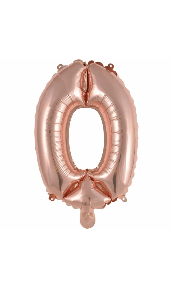 Mini Number 0 Rose Gold Foil Balloon - 35cm