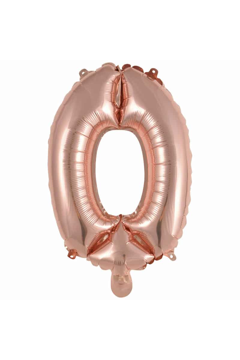 Mini Number 0 Rose Gold Foil Balloon - 35cm