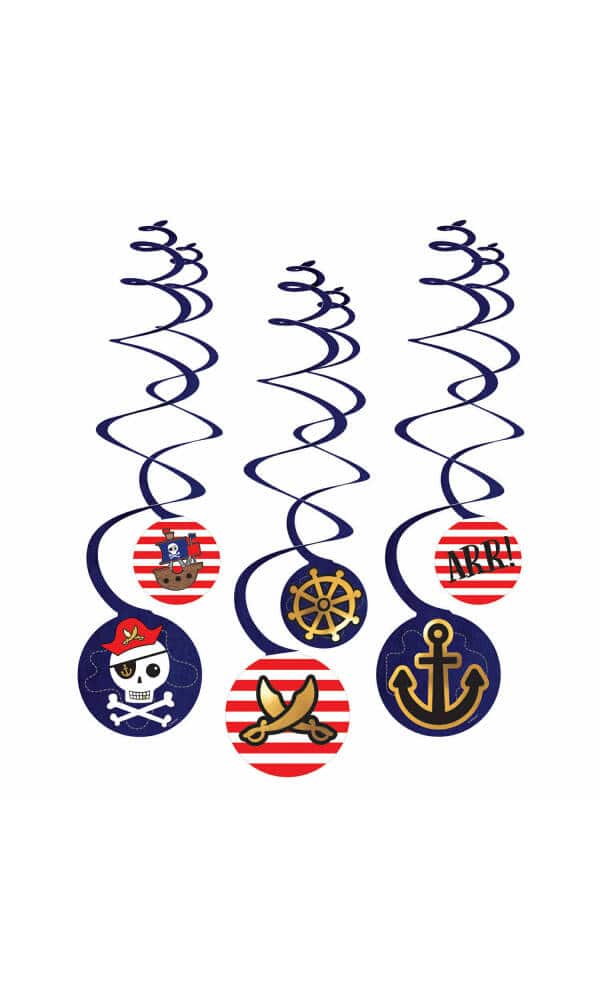 Pirates Map Swirl Decoration - 6pk