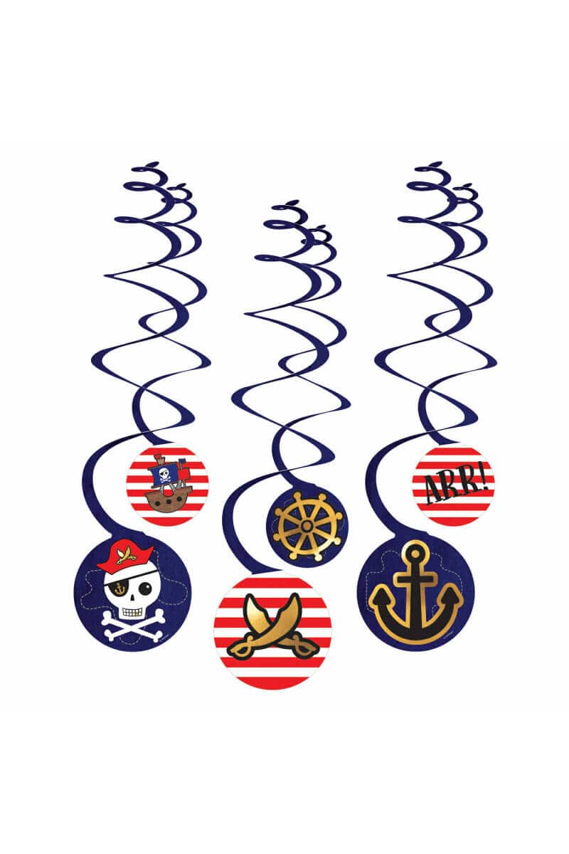 Pirates Map Swirl Decoration - 6pk