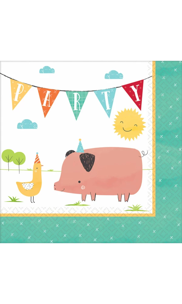 Barnyard Birthday Napkins 33 x 33cm - 16pk