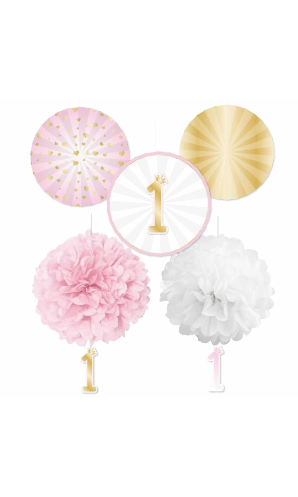 1st Birthday Pink Ombre Decoration Kit - 5pk